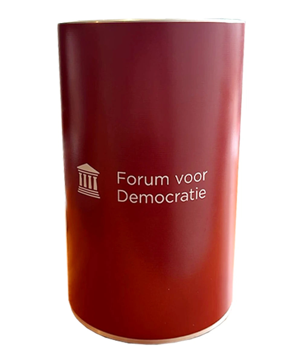 Bordeauxrode FVD-wijnkoeler met het logo van Forum voor Democratie – tweede productfoto