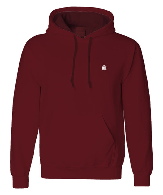 Bordeauxrode FVD-hoodie met capuchon en geborduurd tempellogo