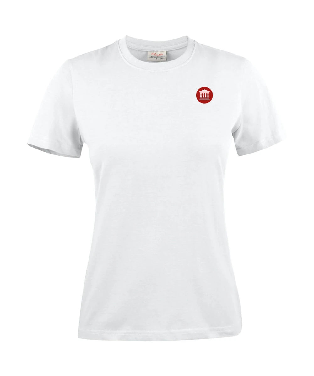 Wit FVD-damesshirt met korte mouwen en rood logo