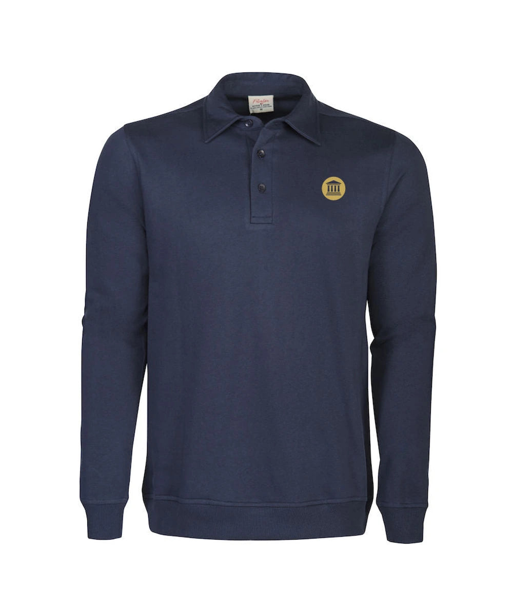 Marineblauwe FVD-trui met kraag en goudkleurig logo