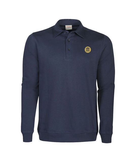 Marineblauwe FVD-trui met kraag en goudkleurig logo