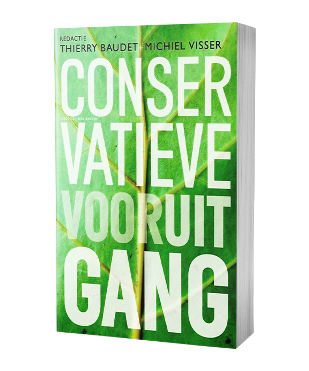 Boekomslag met zichtbare boekrand van Conservatieve vooruitgang - Thierry Baudet